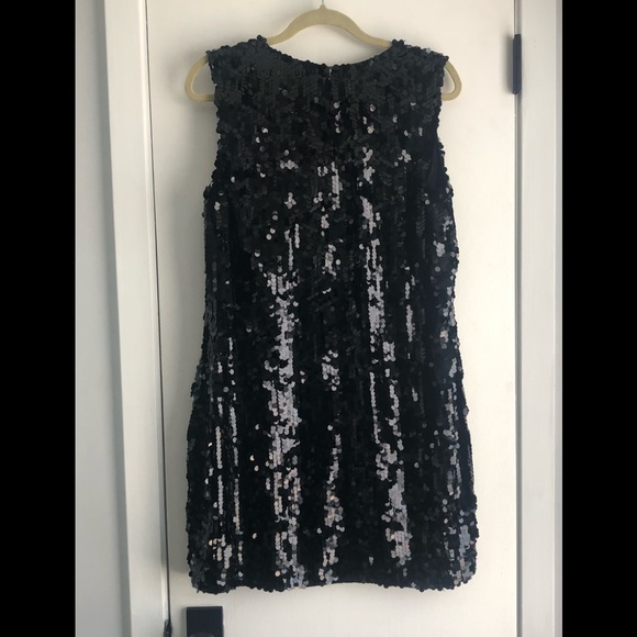 LIKE NEW Armani Jeans Sequin 'Speechless' Mini Shift Dress Sleeveless Black 14 - Picture 11 of 16